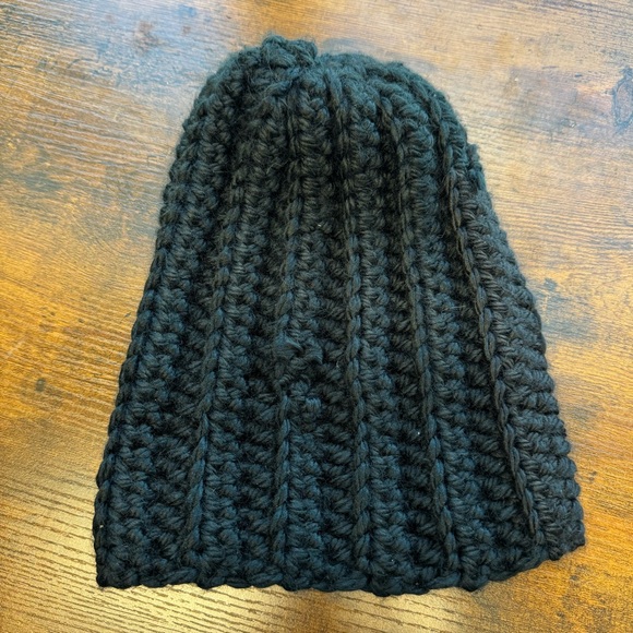 Chunky Black Hand Crocheted Beanie - Picture 1 of 6